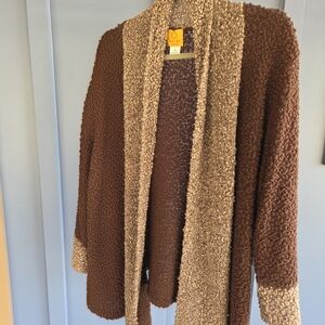 Ruby Rd. Chocolate and Beige Women's Cardigan